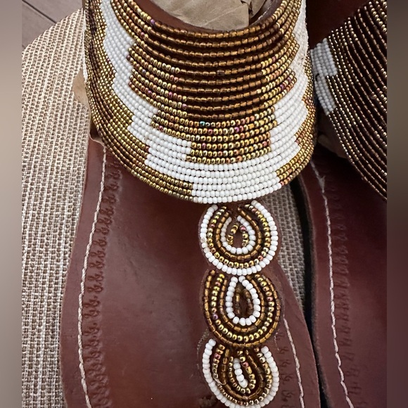Kujali Beaded Gladiator Sandal! Size 36 , Summer Sandal , Comfortable Sandal - Picture 4 of 8
